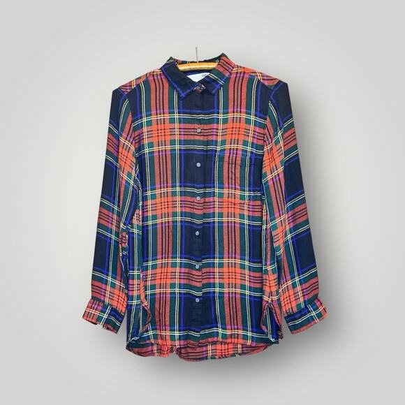 Old Navy Women's Plaid Button Up "The Classic Shirt" Size Medium Long Sleeve - Picture 1 of 8